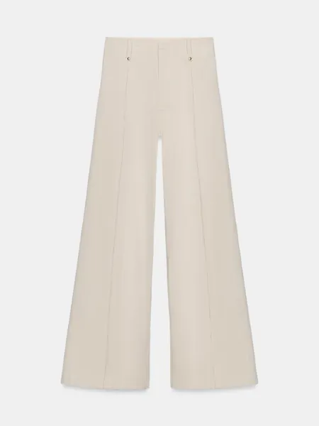 High Waisted Wide Leg Cream Jeans
